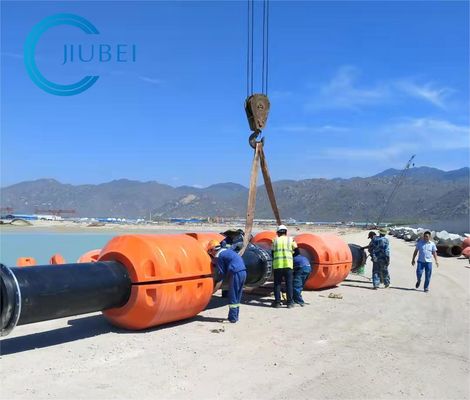 오렌지 /는 준설기 파이프라인을 위해 원통 HDPE 파이프 물에 떠있는 사람 DN1100을 노랗게 합니다