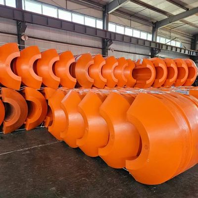 충격 저항성 HDPE 파이프 플로터 노란색/오렌지색 회전형 제작